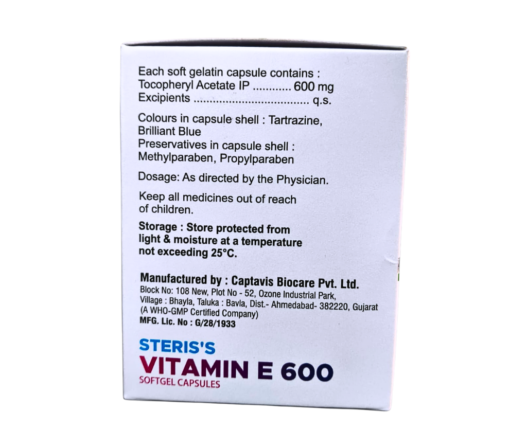 STERI'S VITAMIN E 600 USP CAPSULES view 2
